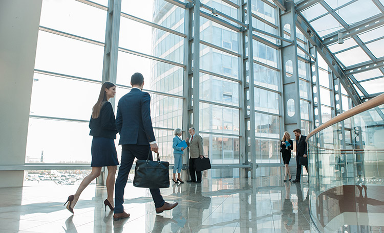 People Walking in a building