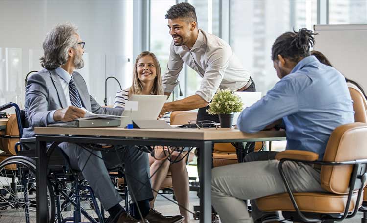 A group of diverse colleagues working together