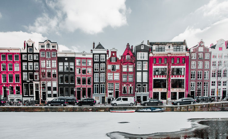 Amsterdam in snow, Netherlands