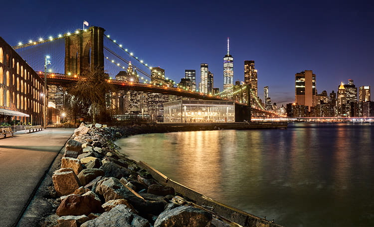 NYC Brooklyn Bridge Night Skyline