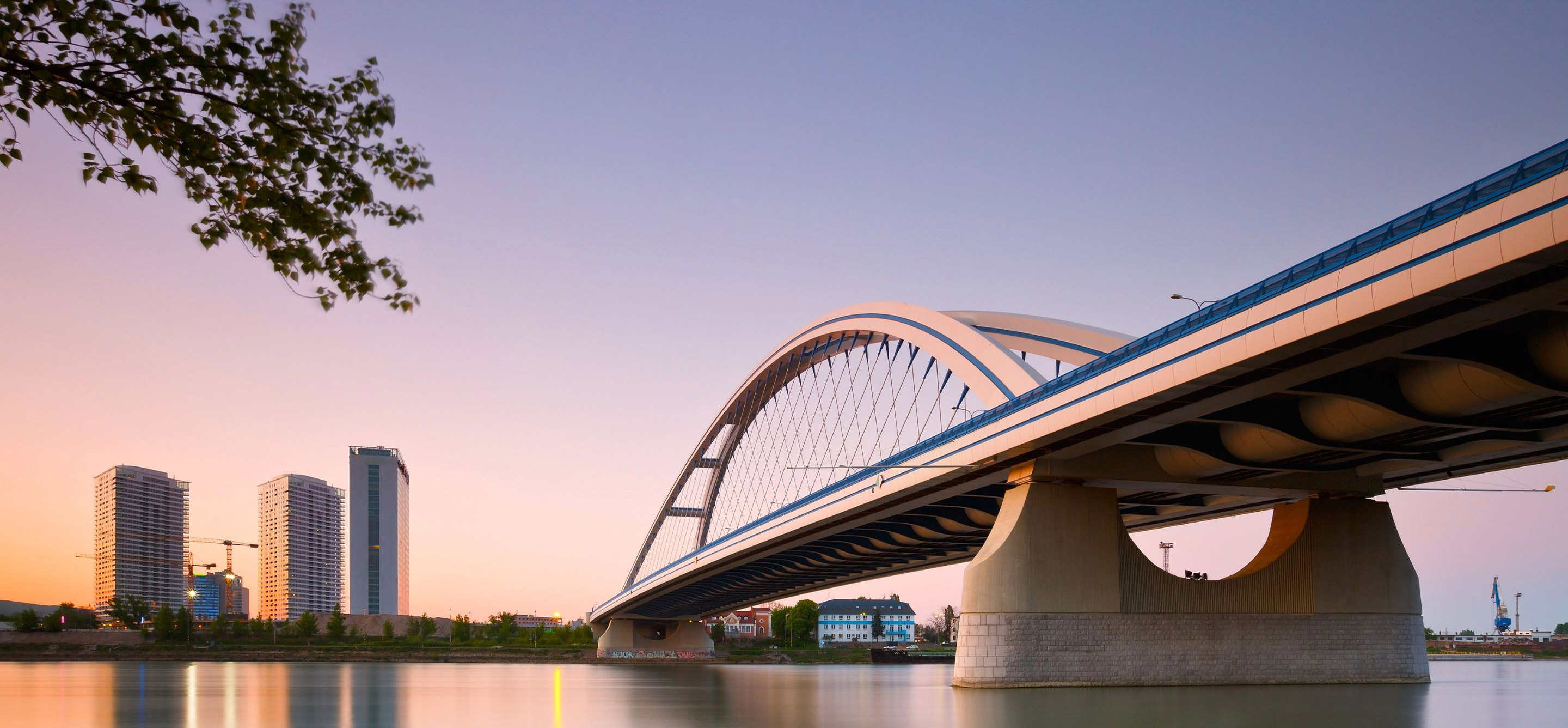 buildings and bridge